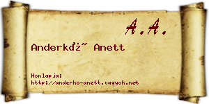 Anderkó Anett névjegykártya